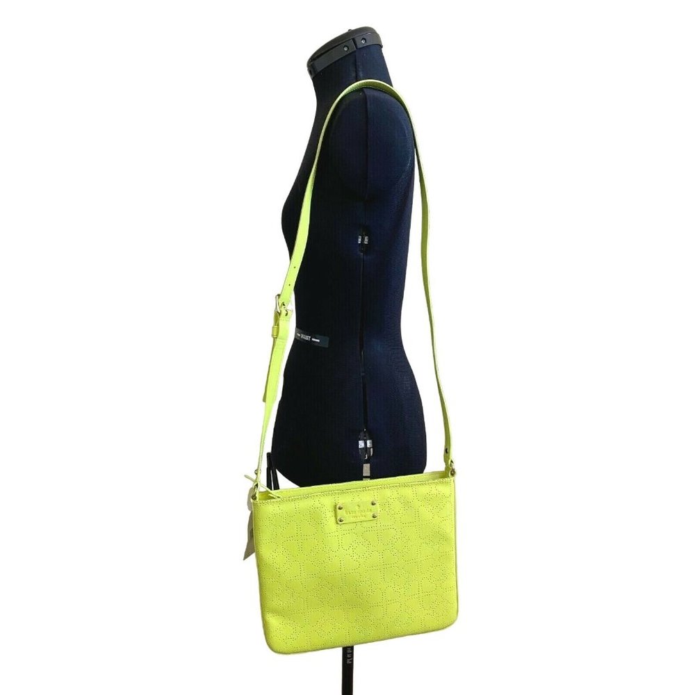 KATE SPADE WKRU1877 Darby Metro Spade Floyellow Perforated Slim Crossbody